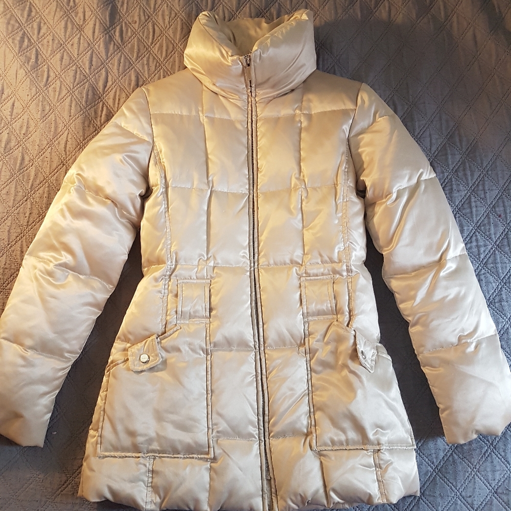 NWT CHINESE LAUNDRY nice new shiny puffer jacket champagne